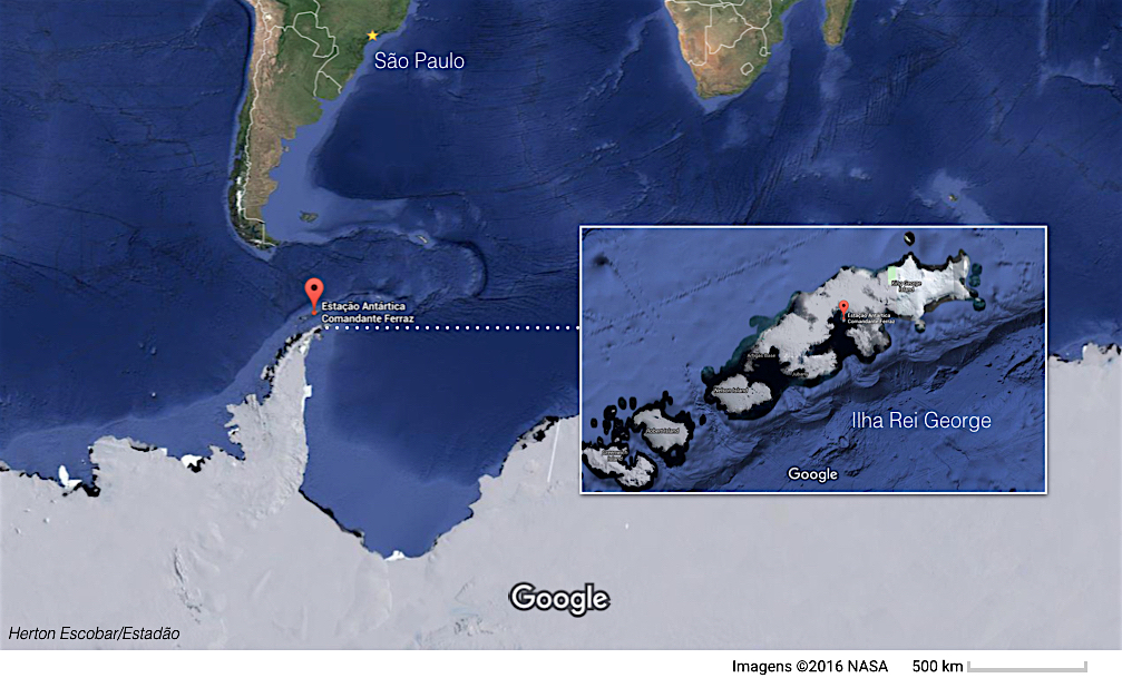 Localização da nova base antartica brasileira